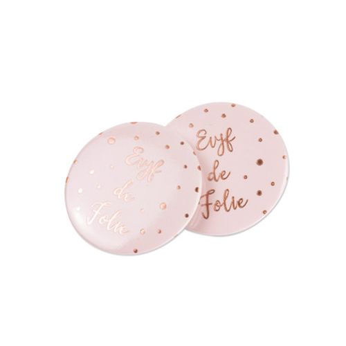8 BADGES EVJF DE FOLIE ROSE GOLD DIAM 5CM